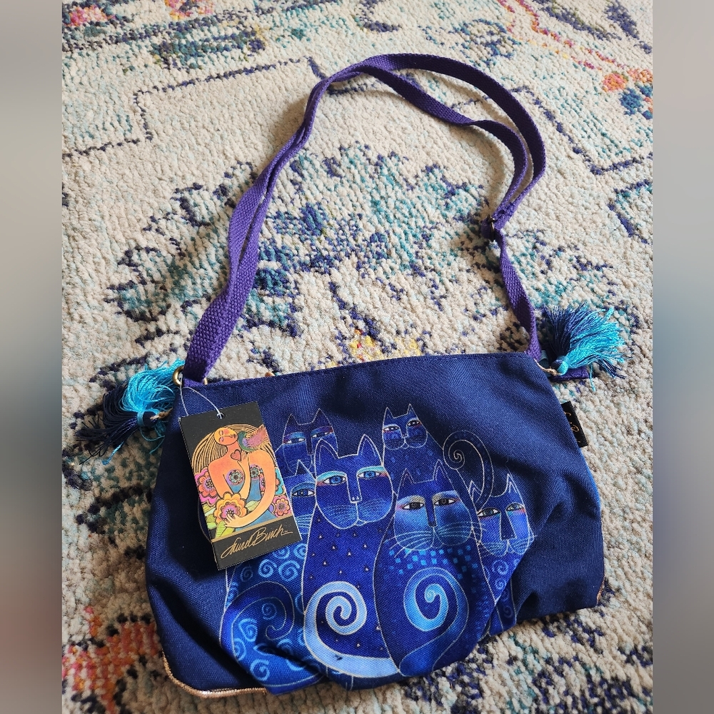 Laurel Burch Vibrant Blue Cat Shoulder Bag